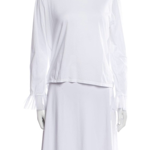 Burberry white long sleeve top size large shirt L - Picture 2 of 5